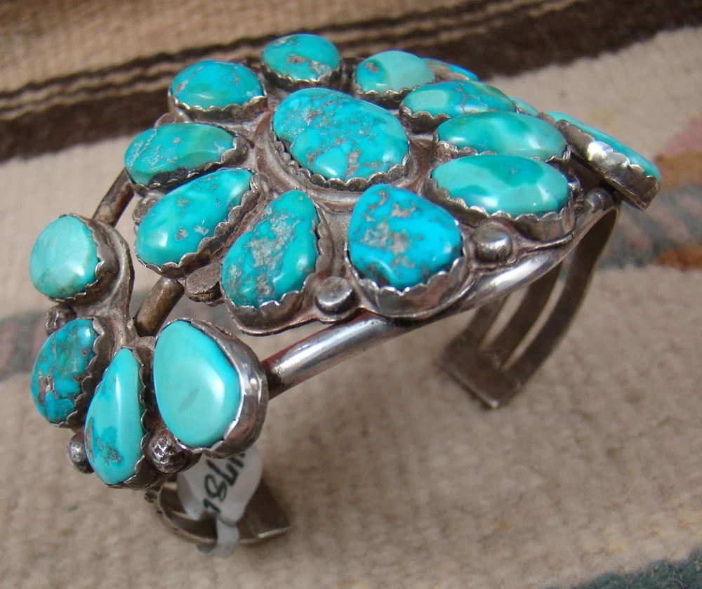 Item # 478W- XLG Vintage Navajo 19 Stone Royal Blue Turquoise