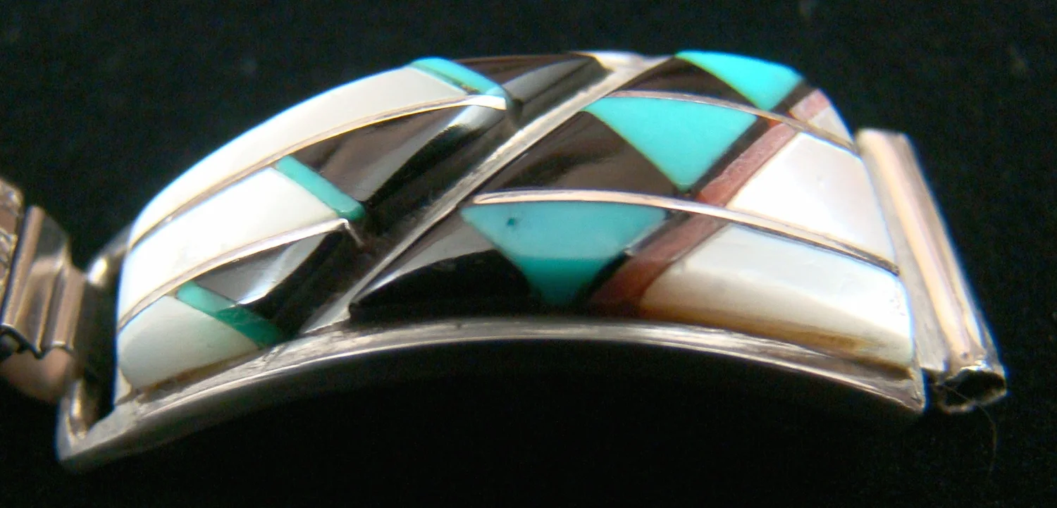 Item #819M- Vintage Women's Navajo Multistone Raised Inlay