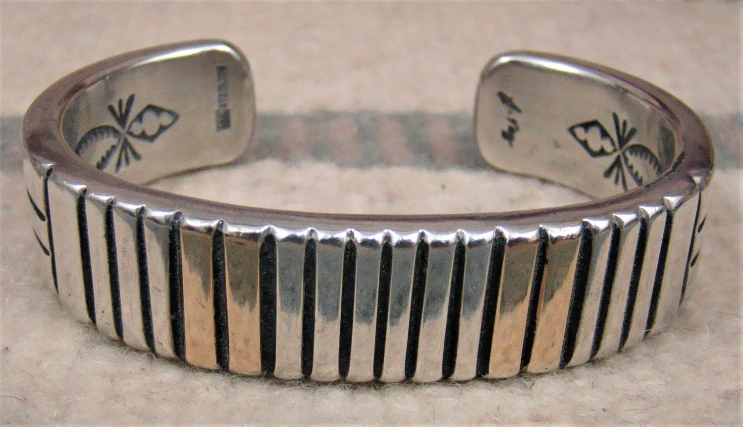 Item # 827E - Heavy Solid Vintage Navajo 14K Gold and Sterling Silver  Collector's Cuff by J.Nez —Men's and Women's Sterling Silver and Gold  Bracelets- 