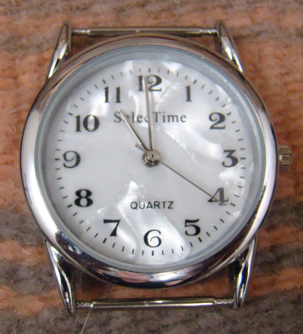 Item # 594R-M-Man's Silvertone Mother of Pearl Watch face SELECTIME ...