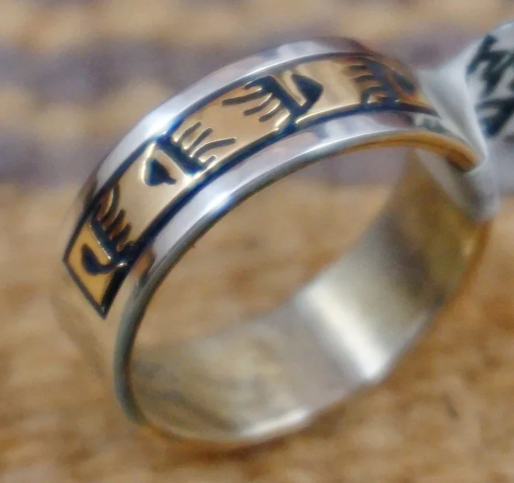 Item # 405E- Navajo 14K Overlay Bear Tracks Ring Bands by Skeets
