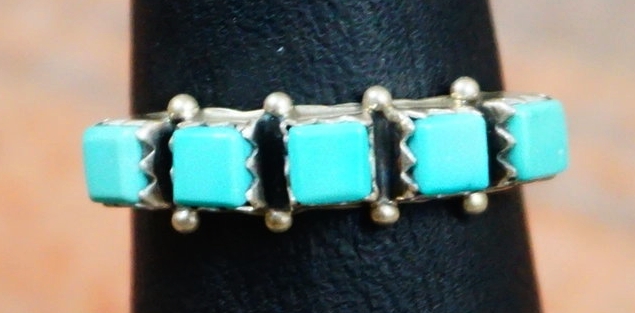 Native American Jewelry Zuni Sterling Silver Turquoise Post Earrings Walela 