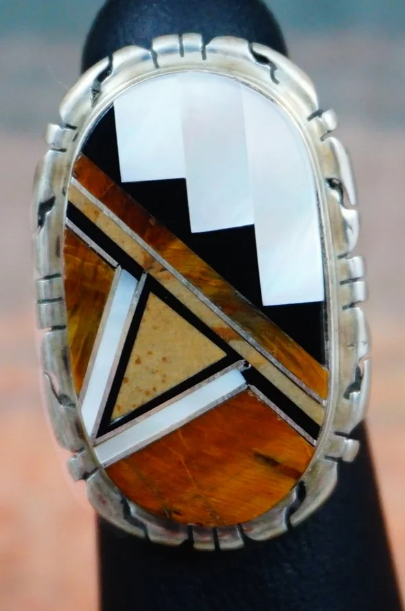 large-navajo-brown-white-stone-inlay-ring-1.JPG