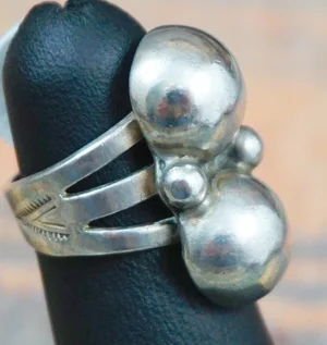 Item # 736H-Navajo Man in the Maze Silver Overlay Rings by S.GENE