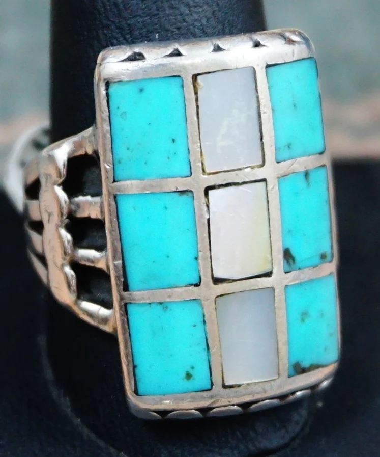 Men's Multi Color Stone Inlay Rings ~ Men's Native American Jewelry