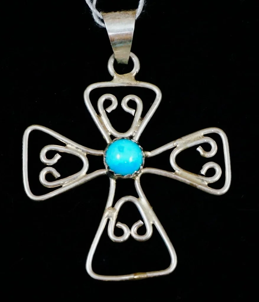 zuni-turquoise-scroll-wire-cross-pendant.JPG