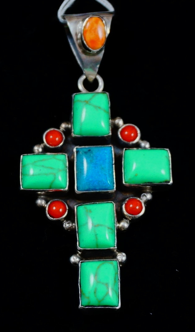 Item K Navajo Tall Turquoise Gaspeite Coral And Spiny