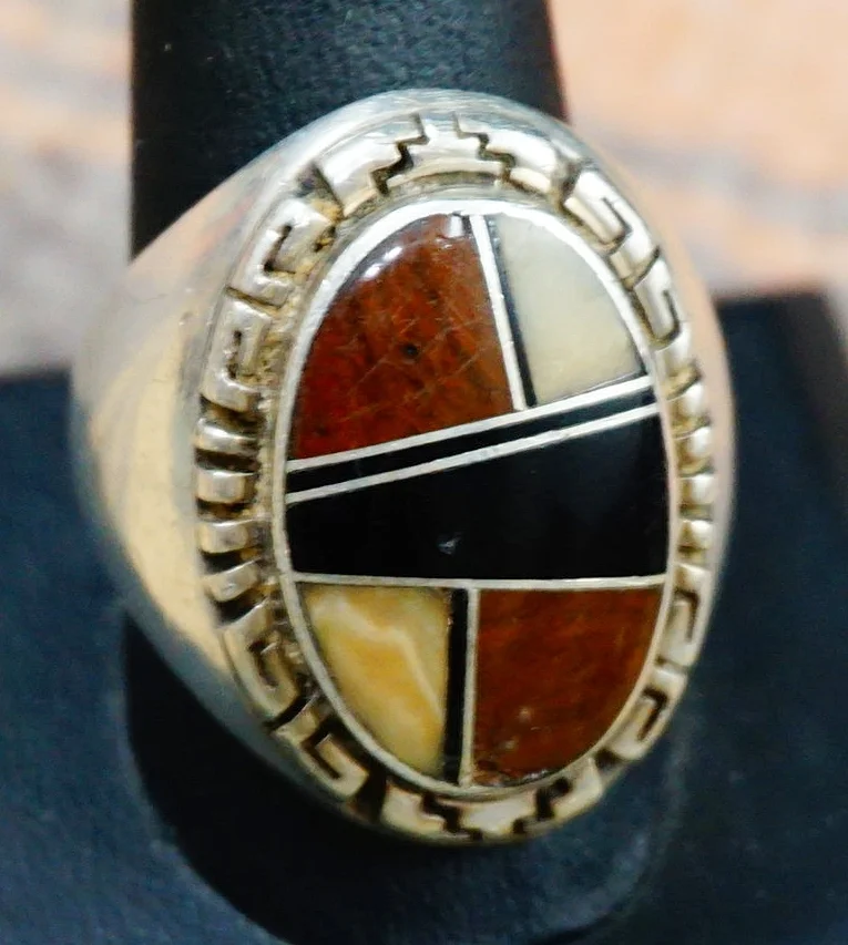 Men's Multi Color Stone Inlay Rings ~ Men's Native American Jewelry