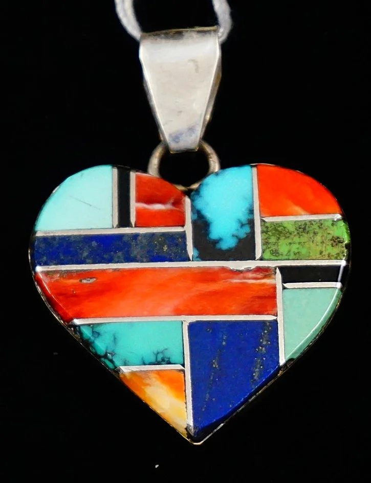 Women\'s Sterling Southwest Traditions Natural Stone Inlay Heart Expansion Band 0076-41838-PN-02-Navajo-Heart-  main image 3
