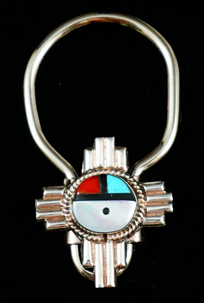 zuni-multistone-inlay-zia-sunface-silver-key-ring-835K.JPG