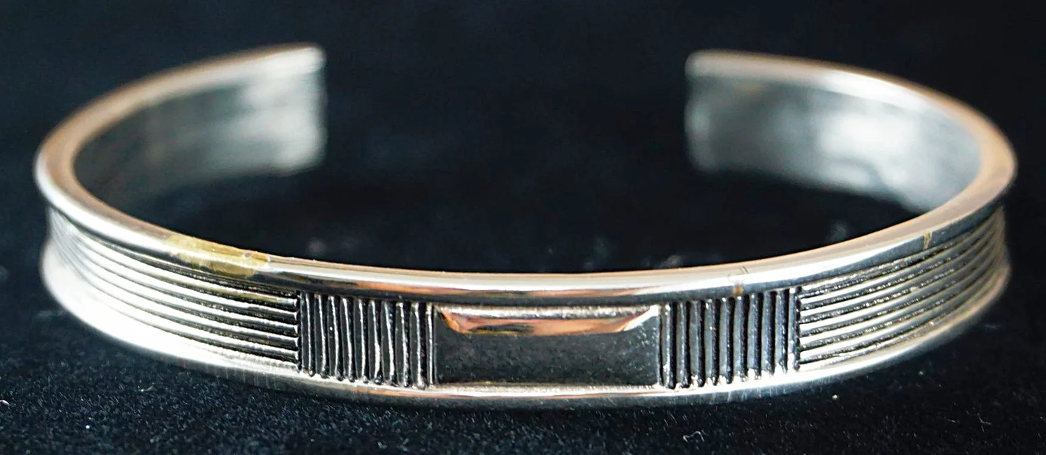 Item # 576A-Zuni Silver Channeled Cuff Bracelet by R.Leekya —Men's