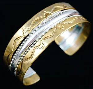 Item # 378P- Solid Navajo Sterling Silver 12KGF Golf Stamped