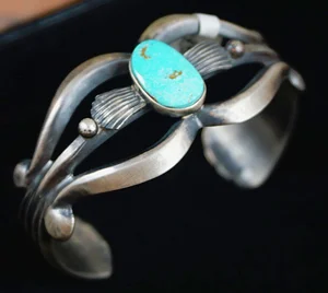 Navajo Carico Lake Turquoise Sandcast Bracelet Morgan —Women's and