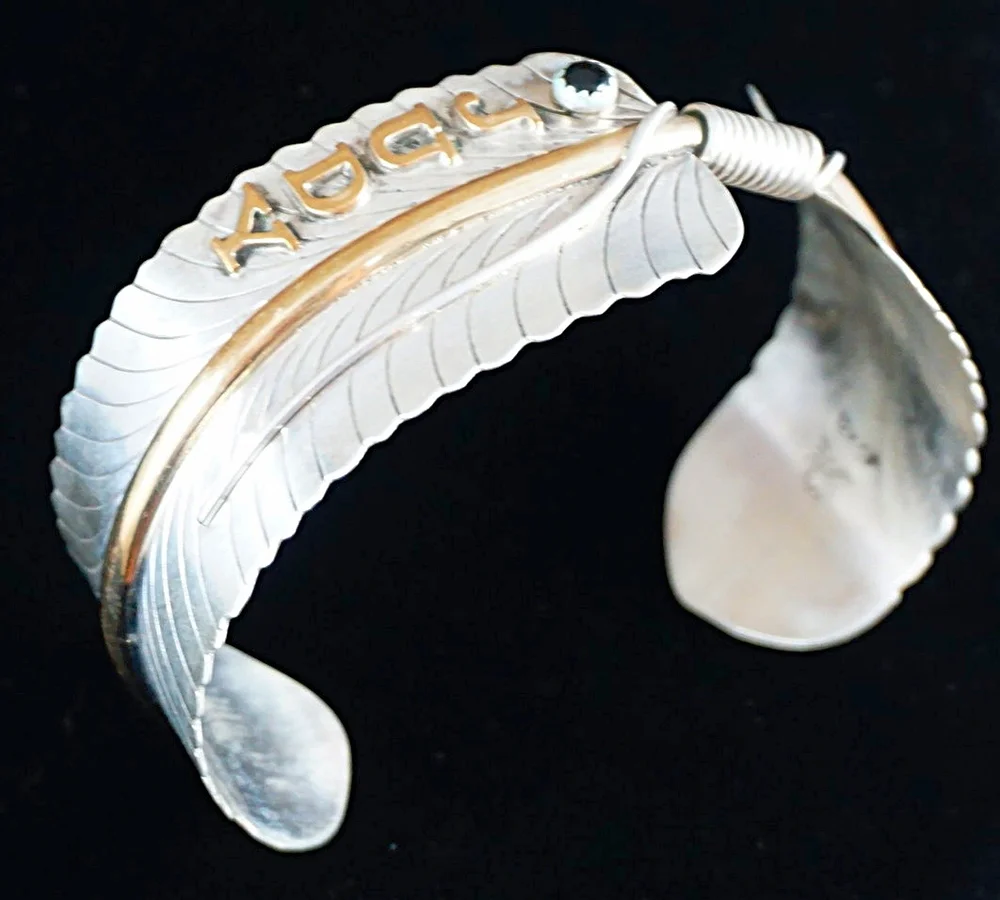 Item # 649X-Wide Navajo Silver 12KGF Personalized Double Prayer