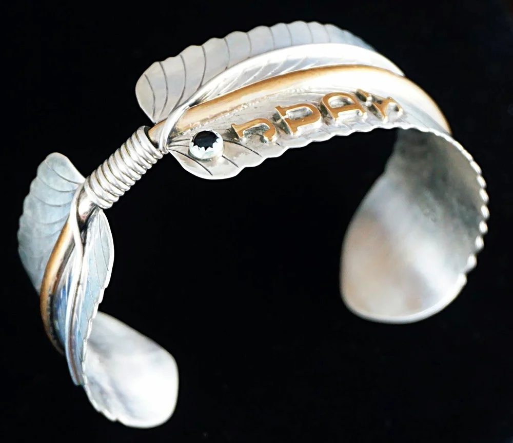Item # 649X-Wide Navajo Silver 12KGF Personalized Double Prayer