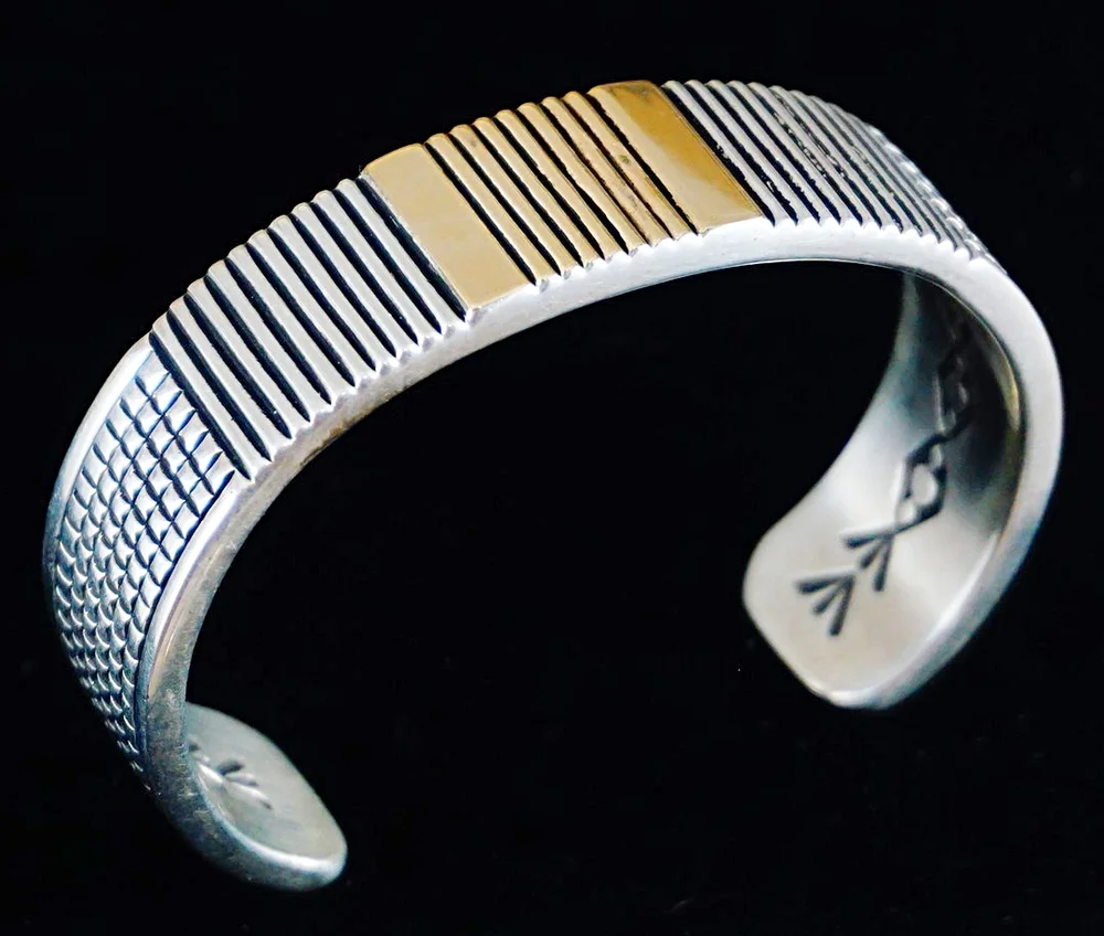 Navajo Indian Jewelry GF刻印　Bracelet VINTAGE NAVAJO SIGNED JP STERLING SILVER TURQUOISE 6IN CUFF