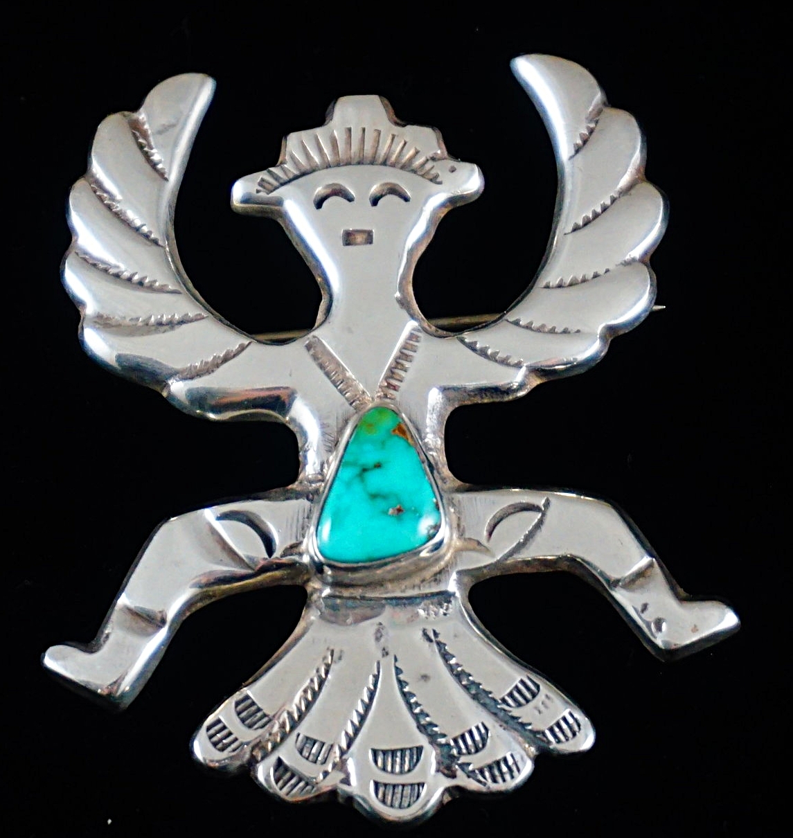Dancer  #136 Kokopelli Pin Vintage Pin Southwest Pin Fertility Sterling Silver Flute Player Boho Retro Collectible Brooch Gift