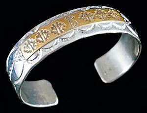 Item # 378P- Solid Navajo Sterling Silver 12KGF Golf Stamped