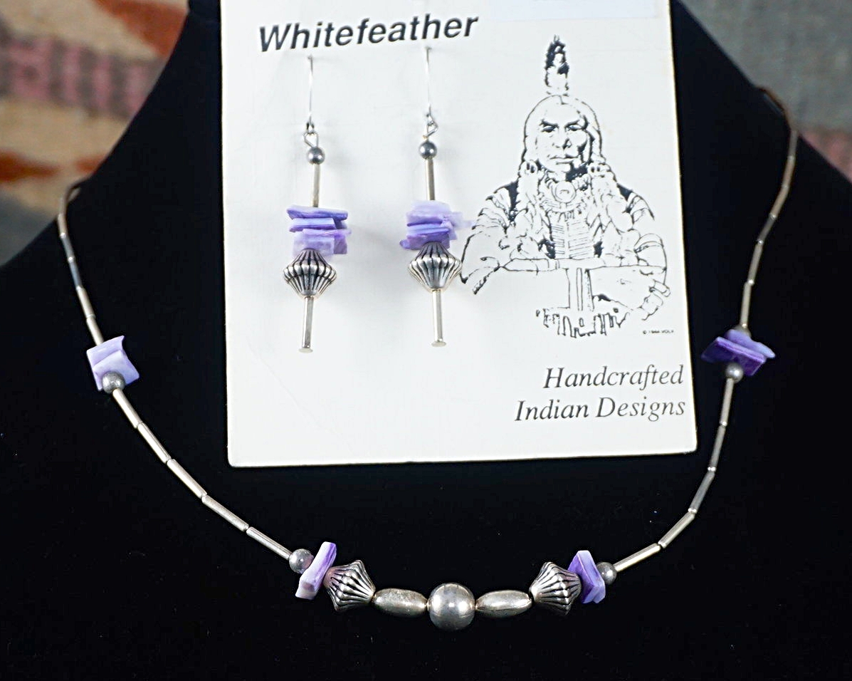 Wampum Shell Necklace Southwestern Sterling Silver 20 Long 