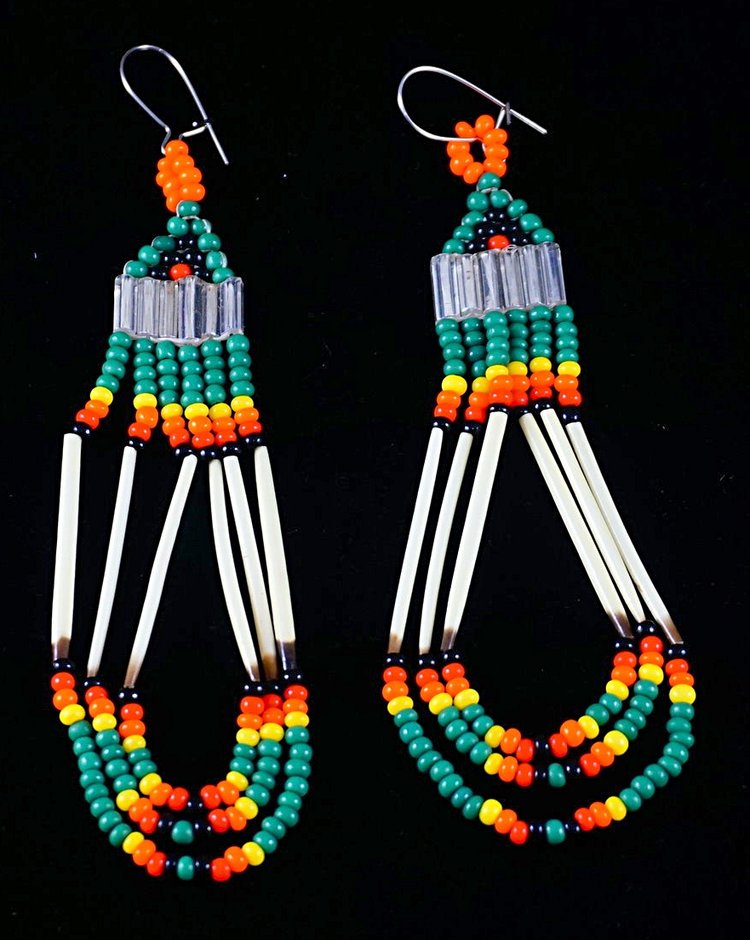 Turquoise and Ivory Seed Bead Dangle Earrings – Little Laramie Trading  Company