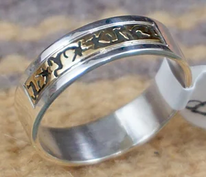Item # 405P- Navajo 14K Gold Dancing Kokopelli Ring Bands by D