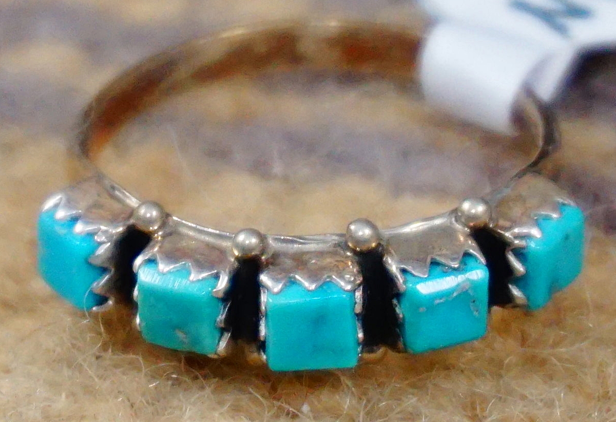 Native American Womens Navajo Turquoise  stone Ring Size 5 James Tae Nice 