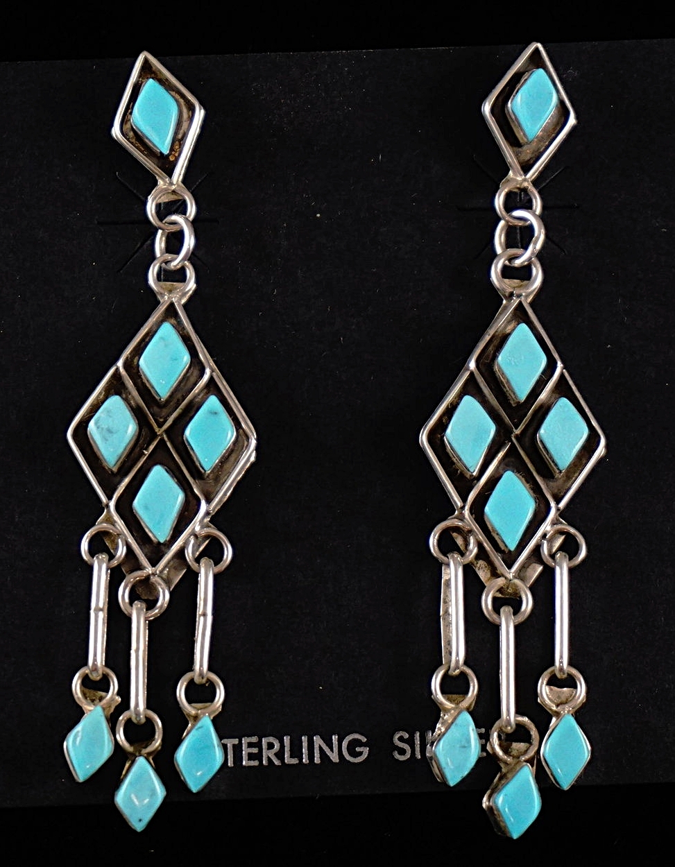 Item 857B Lg 7/8" dia Zuni Turquoise Channel Inlay Sterling Silver