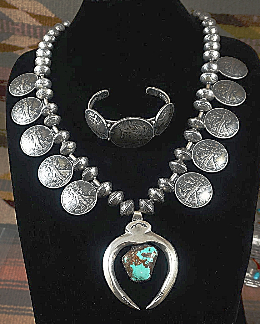 Recycled Buffalo Nickel and Turquoise Necklace • handmade jewelry • love your journey • vintage coins • Native American Indian southwestern