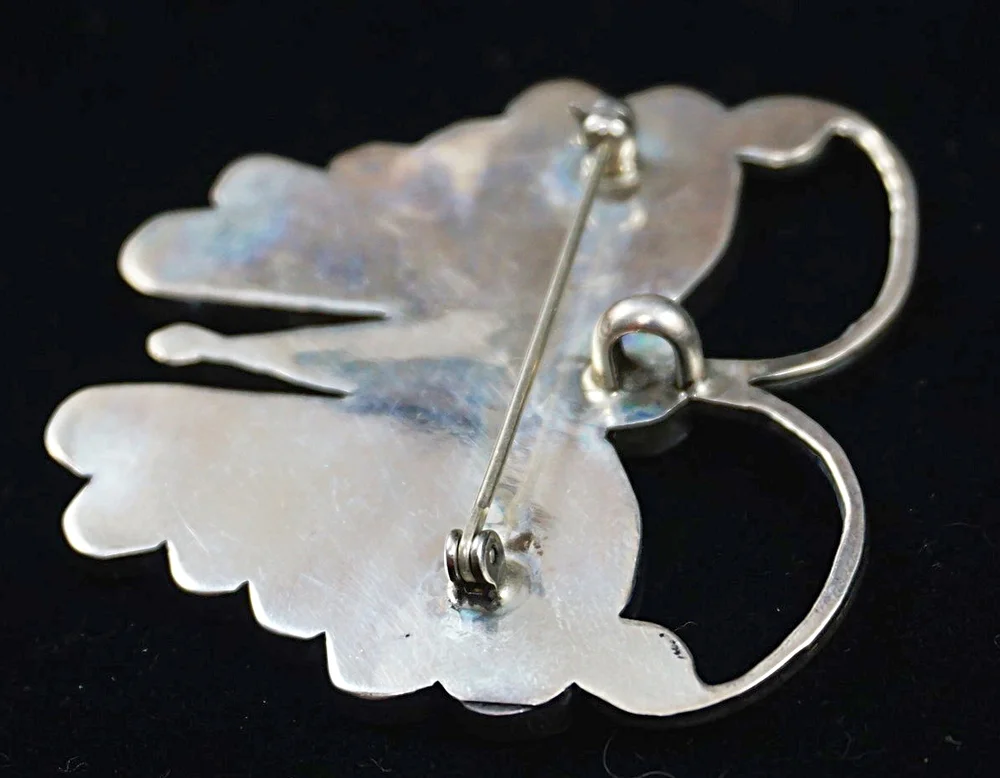 Zuni Multi Stone Inlay Butterfly Pin Pendant —Native