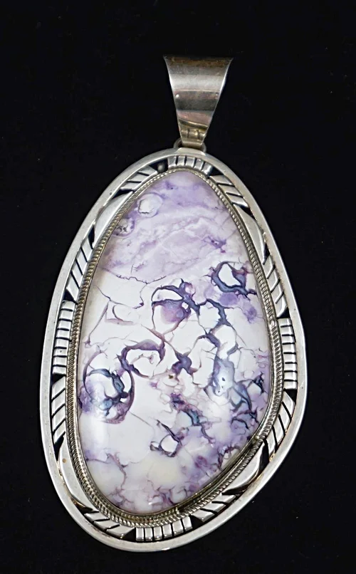 Item #844R- XLG Navajo Tiffany Stone Sterling Silver Pendant by E