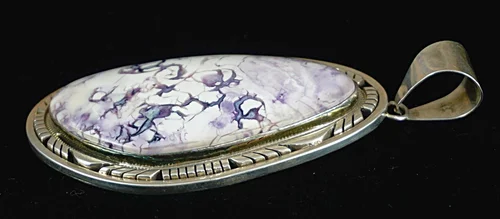 Item #844R- XLG Navajo Tiffany Stone Sterling Silver Pendant by E
