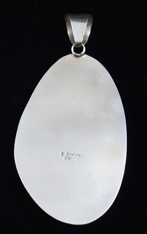 Item #844R- XLG Navajo Tiffany Stone Sterling Silver Pendant by E