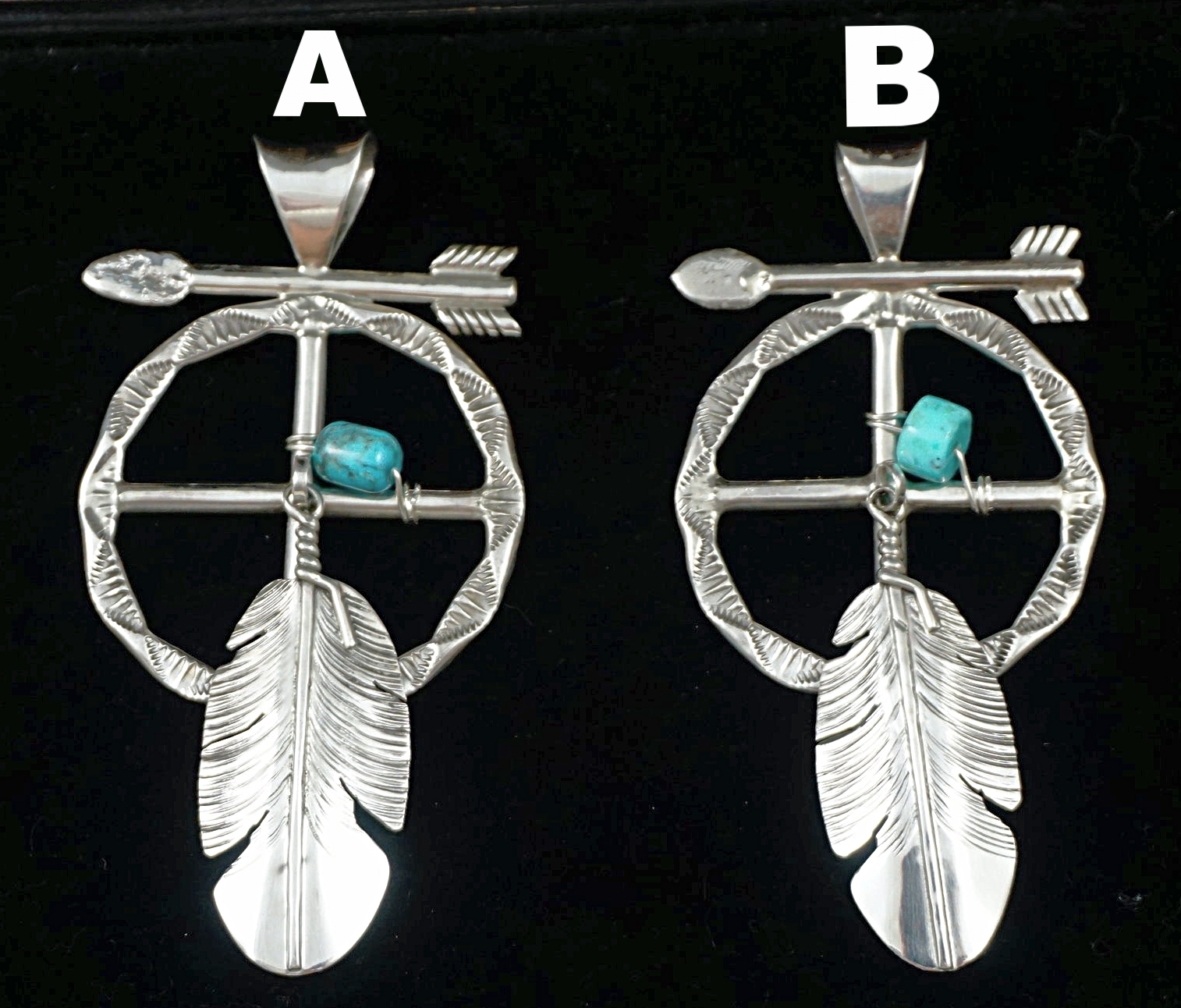 Native American Cherokee Symbol Turquoise Howlite Pendant Charm Silver D-769 