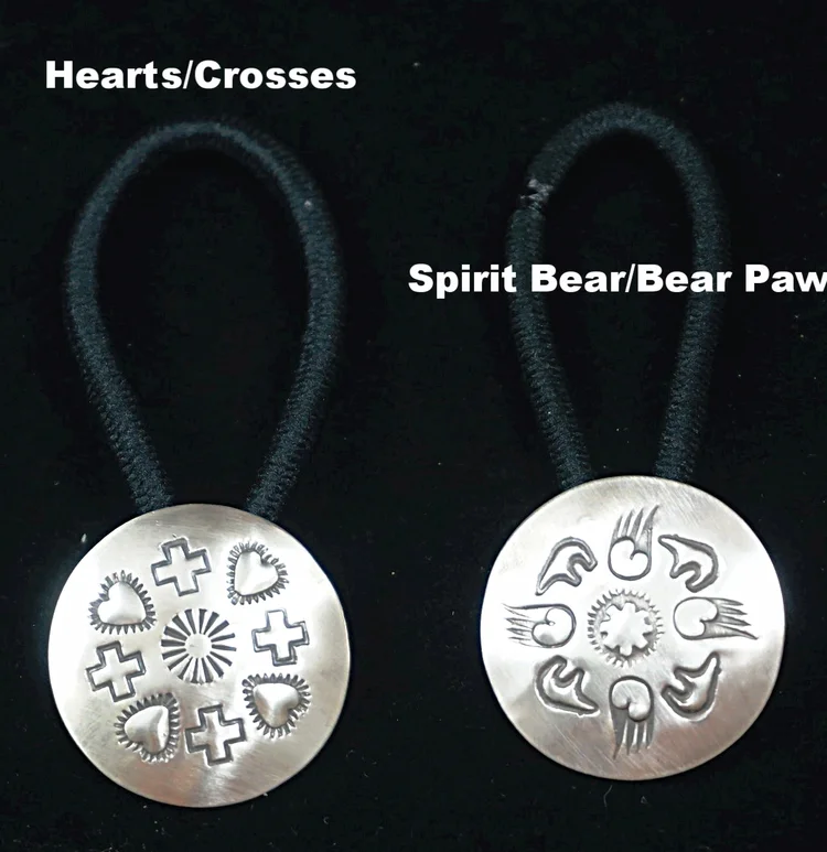 Sterling Silver Bear Paw Hair Tie Navajo Sterling Silver Bear Paw Turquoise Hair Tie Native  main image 4