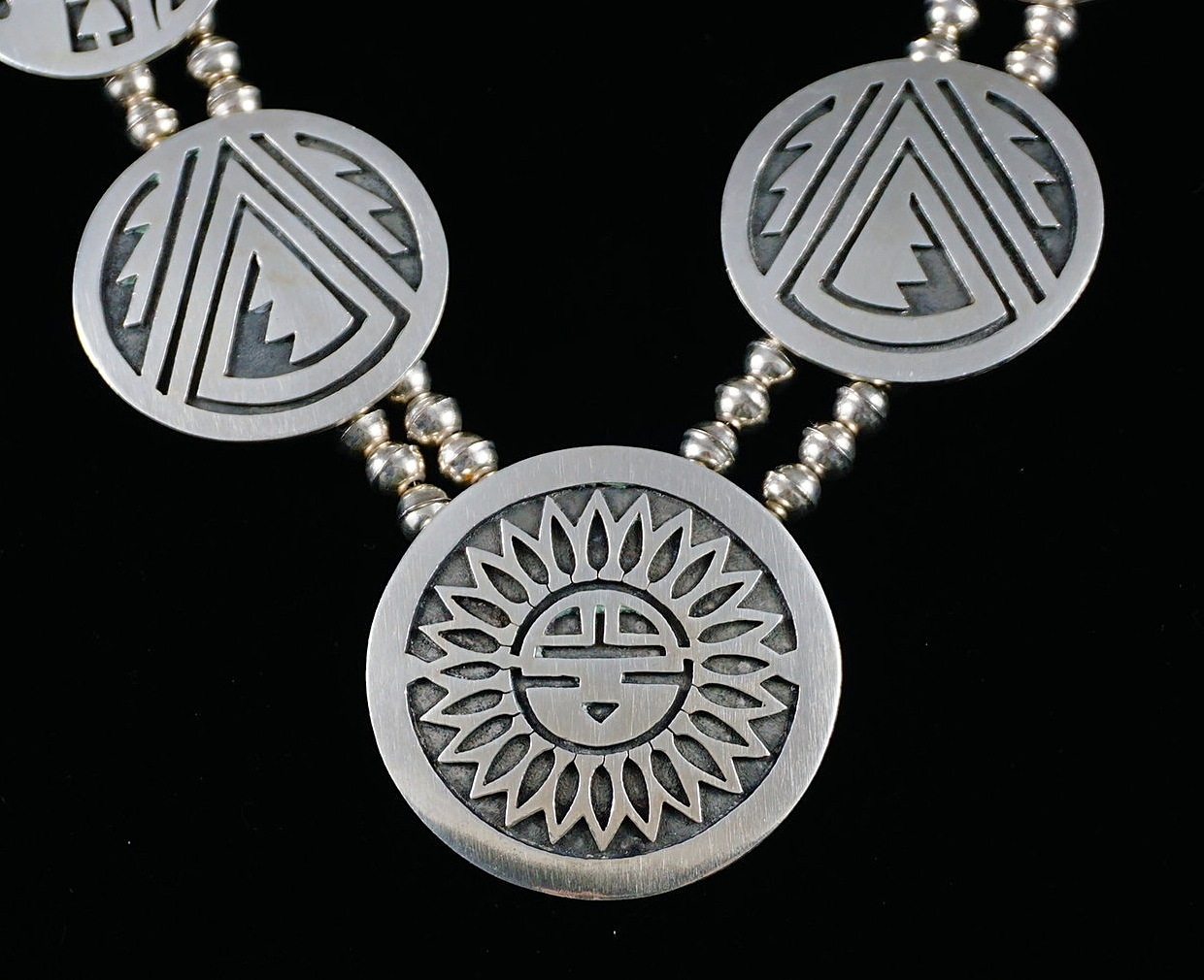 Details about   Native American Sterling Silver Navajo Over Lay Design Silver Pendant 