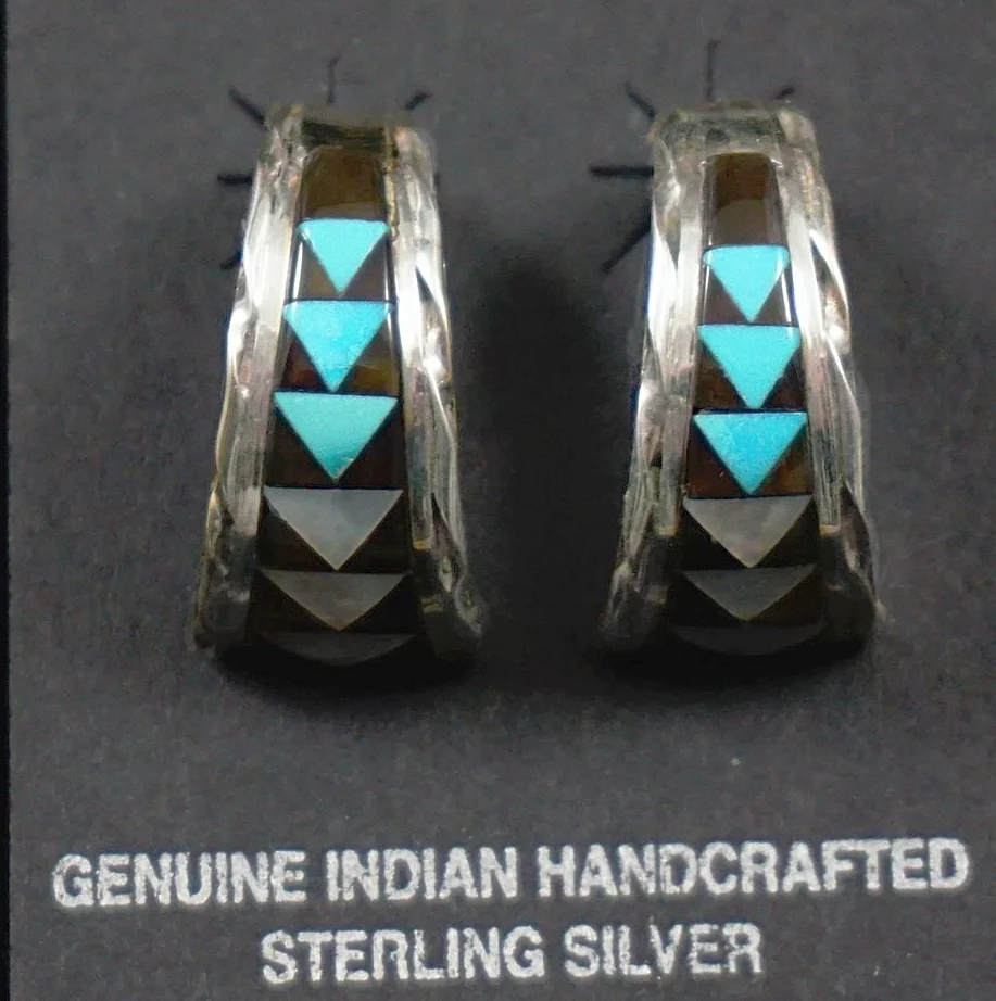*Native American Multi Color Stone Earrings EAGLE ROCK TRADING POST