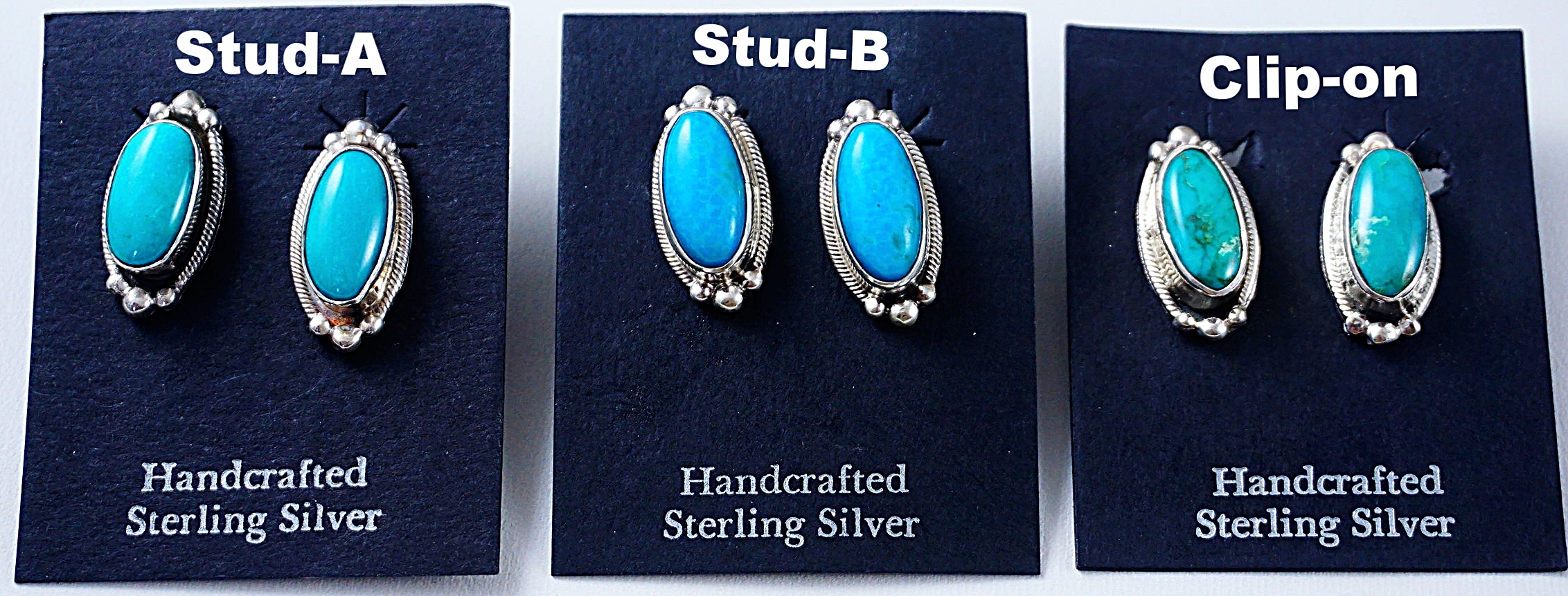 Item 766T Navajo Pilot Mountain Turquoise Silver Bead Stud or ClipOn