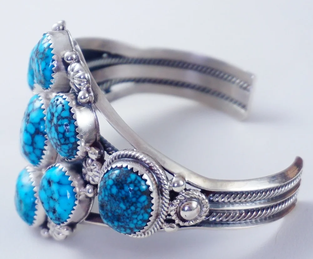Item #858F- High End Navajo Spiderweb Turquoise Cluster
