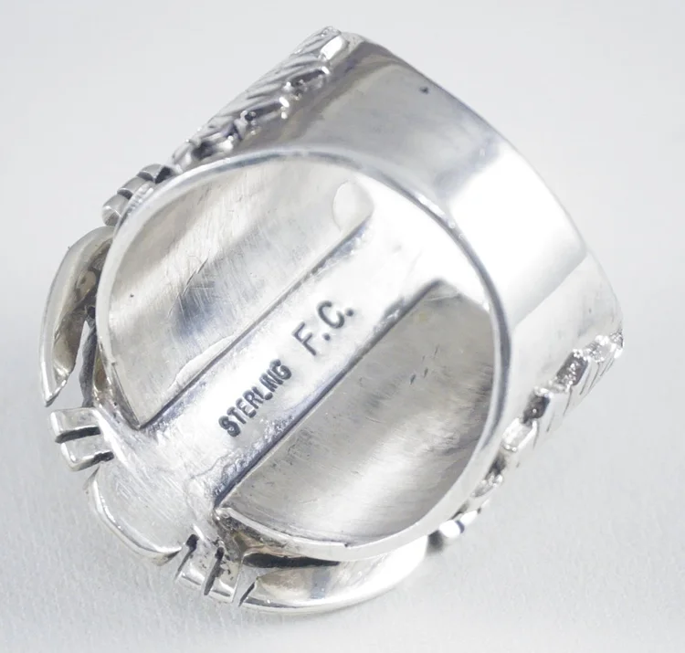 Item #844T- Large Men's Navajo Turquoise Boulder Agate Silver