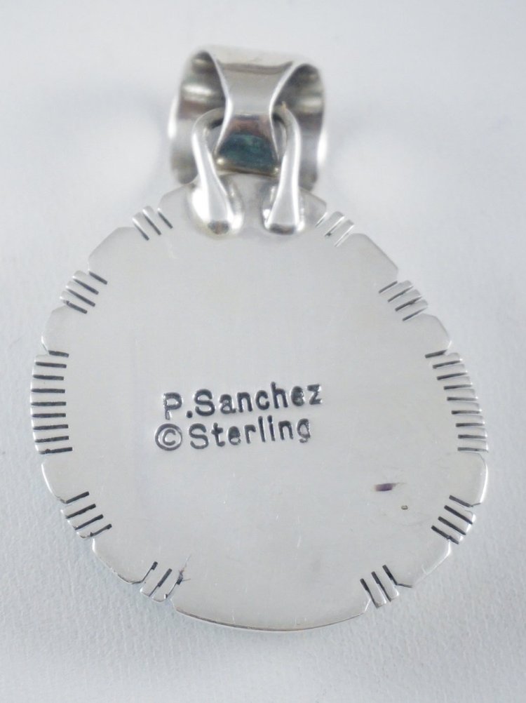 Item #861H- Navajo/Isleta Spiderweb Turquoise Silver Pendant by P