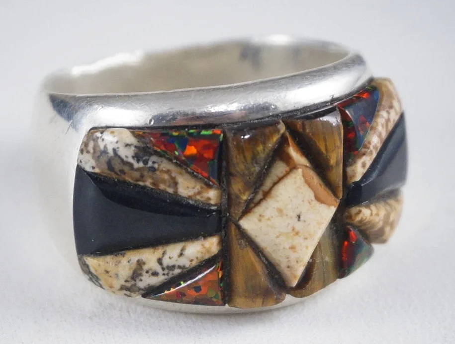 Men's Multi Color Stone Inlay Rings EAGLE ROCK TRADING POSTNative