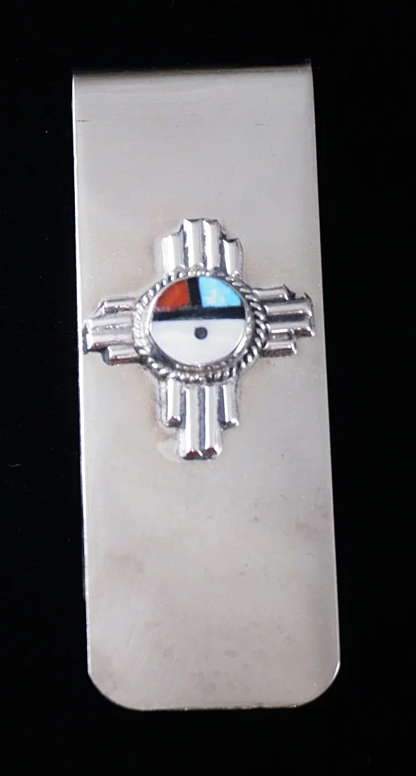 zuni-multistone-inlay-zia-sunface-silver-money-clip-835N1.JPG