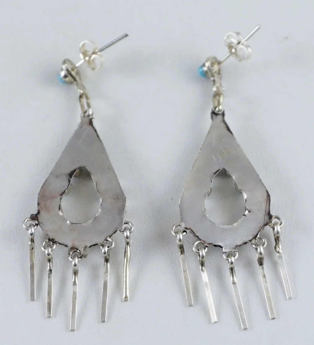 zuni-turquoise-coral-cluster-silver-teardrop-dangle-earrings-869E-2.JPG