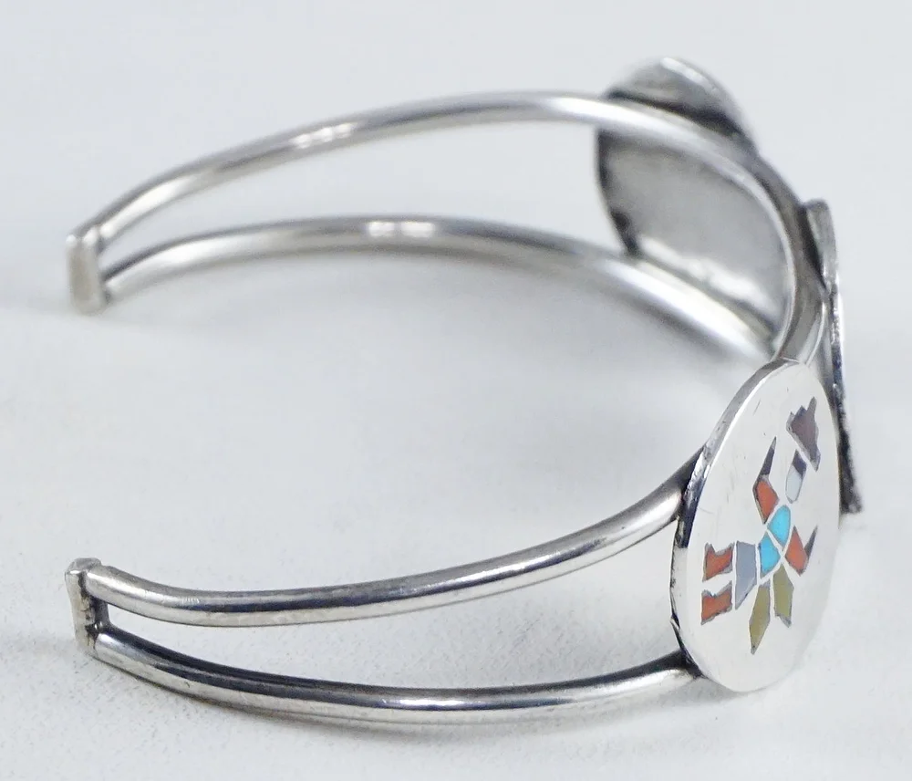 Item #874T- Vintage Zuni Multi Stone Inlay Rainbowman Silver