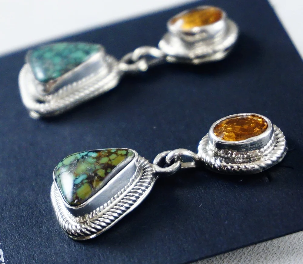 Item #876P- Navajo Spiderweb Turquoise Citrine or Peridot