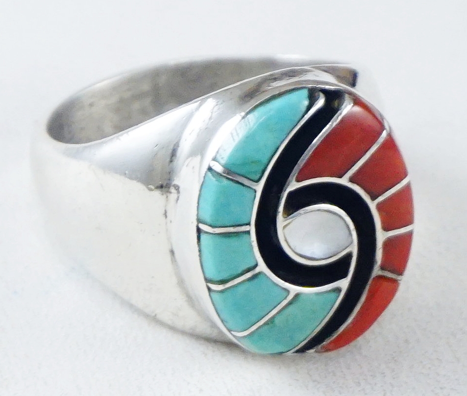 Men's Multi Color Stone Inlay Rings EAGLE ROCK TRADING POSTNative