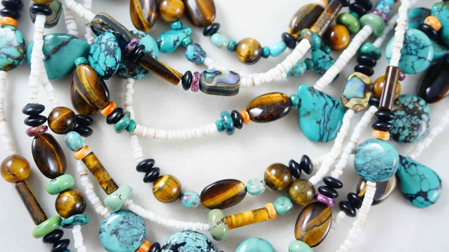 Item #878T- Navajo Strand Multi Stone Heshi Necklace by EM