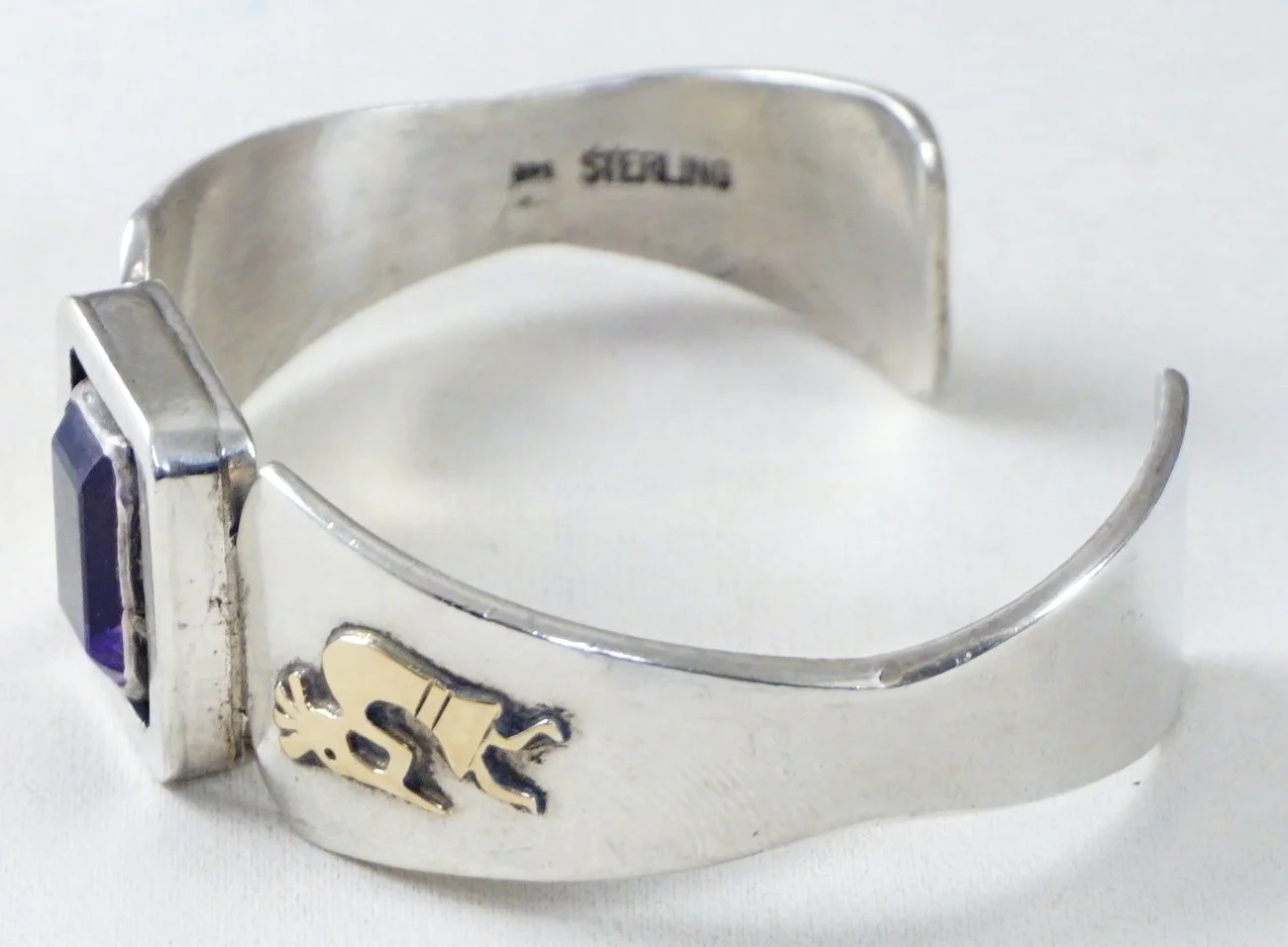 navajo-amythest-14k-gold-kokopelli-overlay-silver-cuff-bracelet-886Z-3.jpg