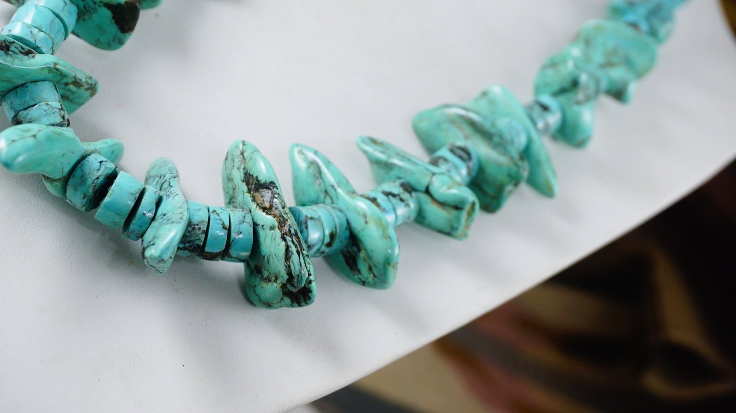 Turquoise Necklace Pen Shell Mother of Pearl Heishi Beads 