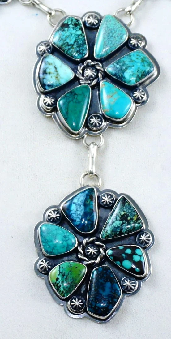 navajo-turquoise-cluster-flowers-silver-necklace-cuff-bracelet-teller-888P-2.jpg